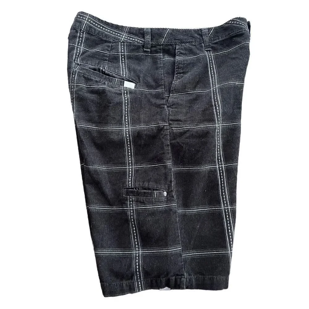 Vans black plaid corduroy shorts size 30.